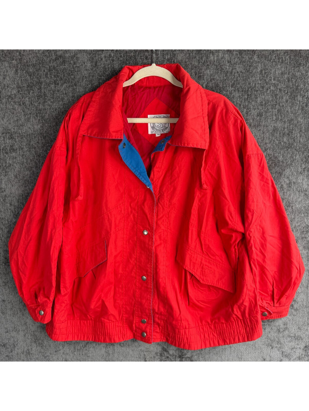 Vintage Current Seen Jacket Womens 20W Red Blue Trim Snap Front Windbreaker